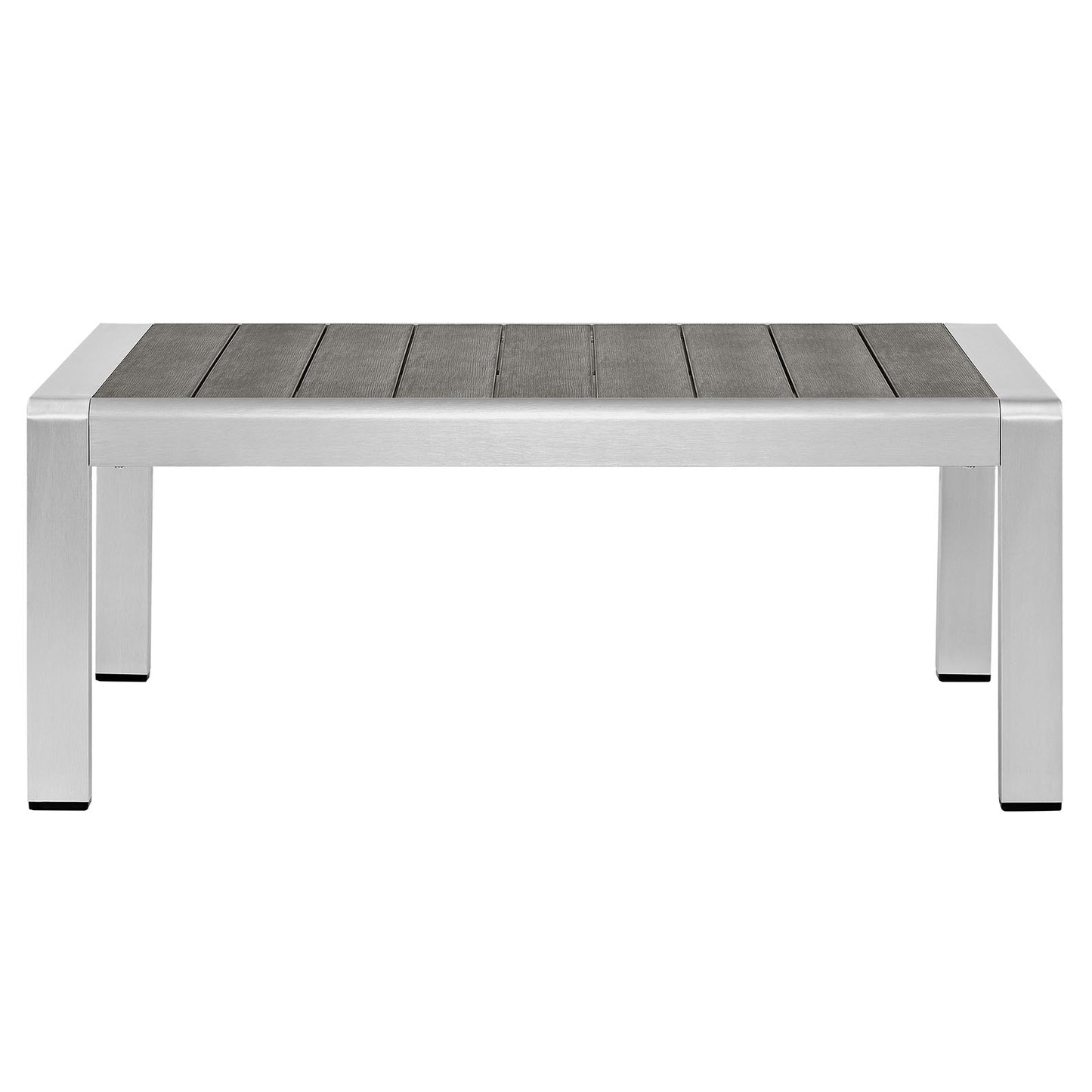 Shore Outdoor Patio Aluminum Coffee Table Silver Gray EEI-2268-SLV-GRY