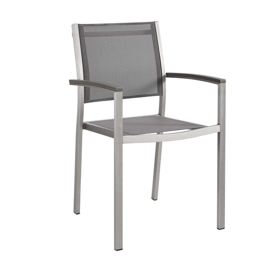 Shore Outdoor Patio Aluminum Dining Chair Silver Gray