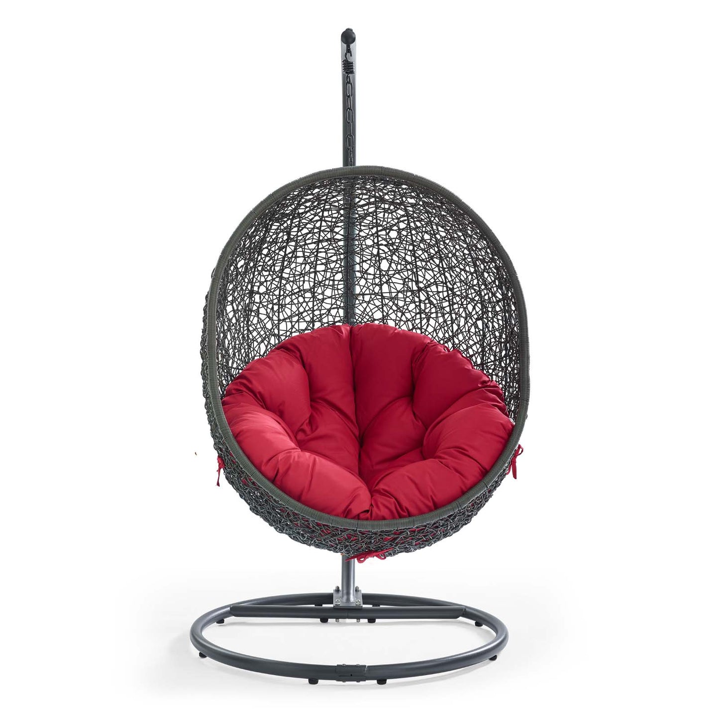 Hide Outdoor Patio Swing Chair With Stand Gray Red EEI-2273-GRY-RED