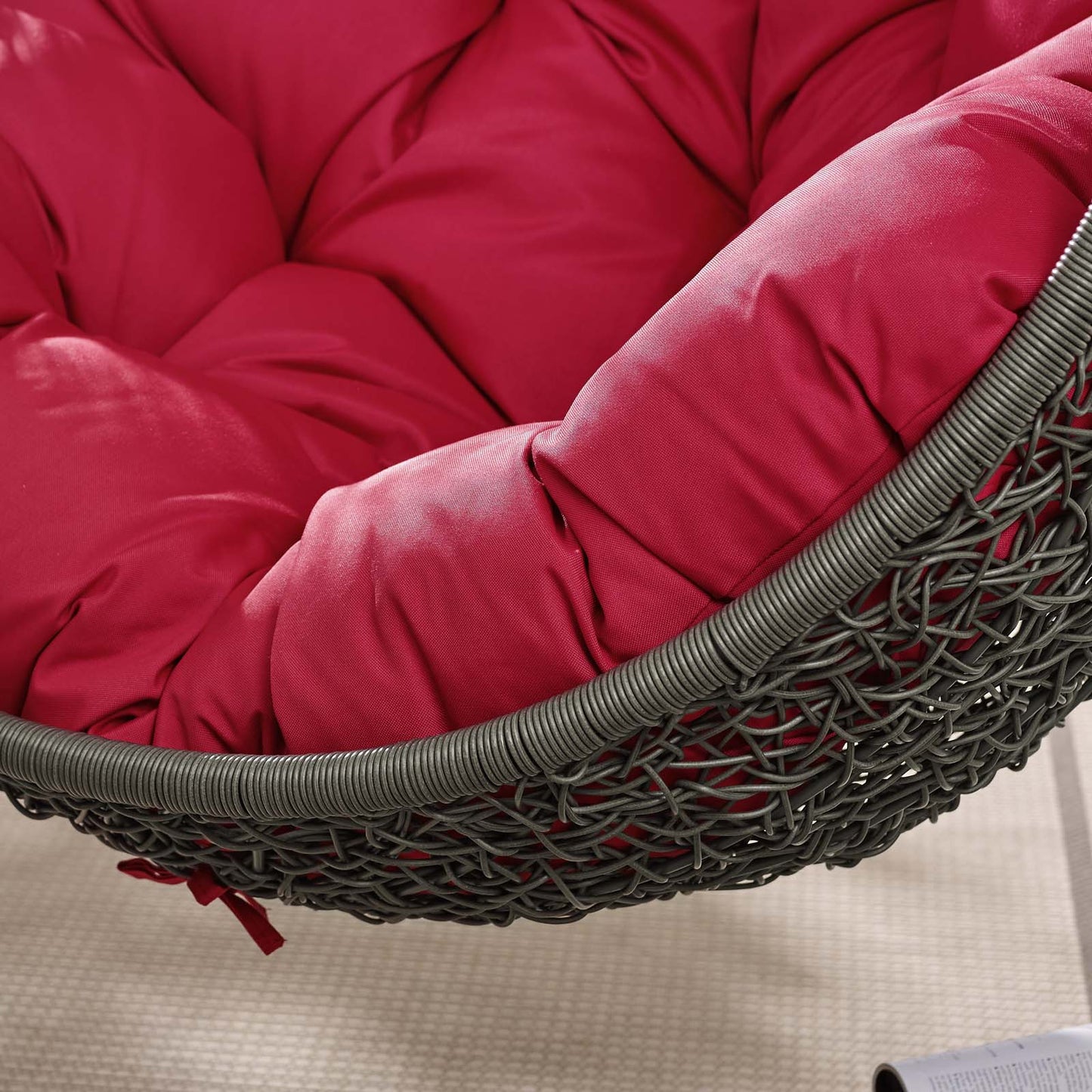 Hide Outdoor Patio Swing Chair With Stand Gray Red EEI-2273-GRY-RED