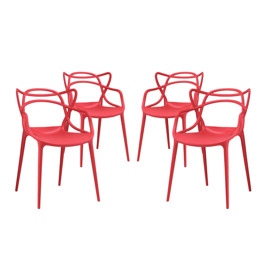 Entangled Dining Set Set of 4 Red