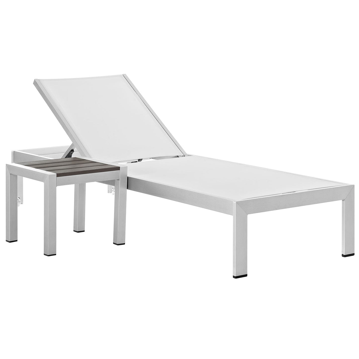 Shore 2 Piece Outdoor Patio Aluminum Set Silver White