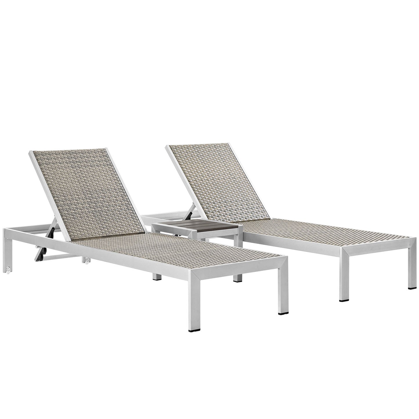 Shore 3 Piece Outdoor Patio Aluminum Set Silver Gray