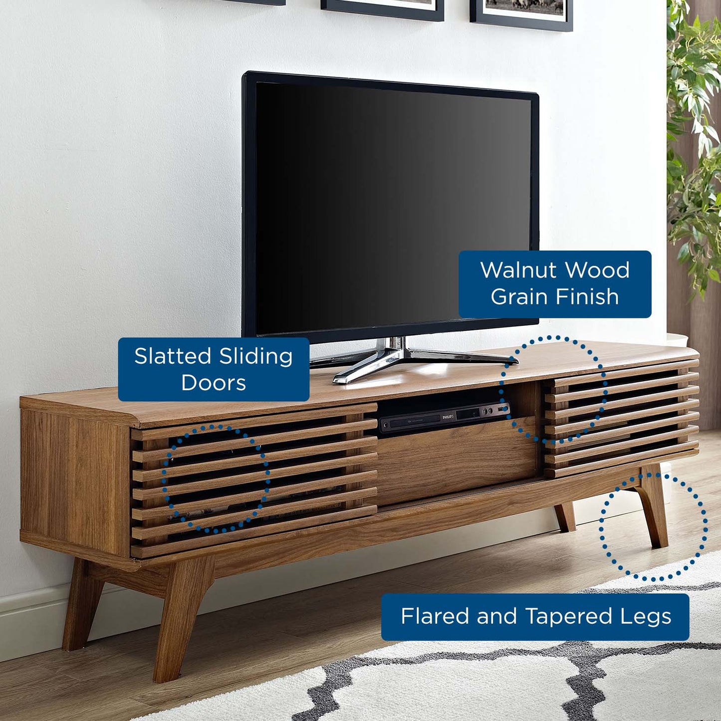 Render 59” TV Stand Walnut EEI-2541-WAL