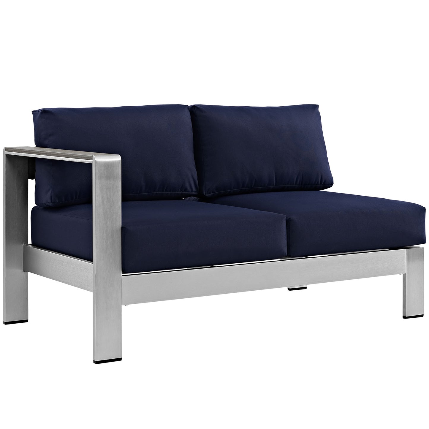 Shore 5 Piece Outdoor Patio Aluminum Sectional Sofa Set Silver Navy