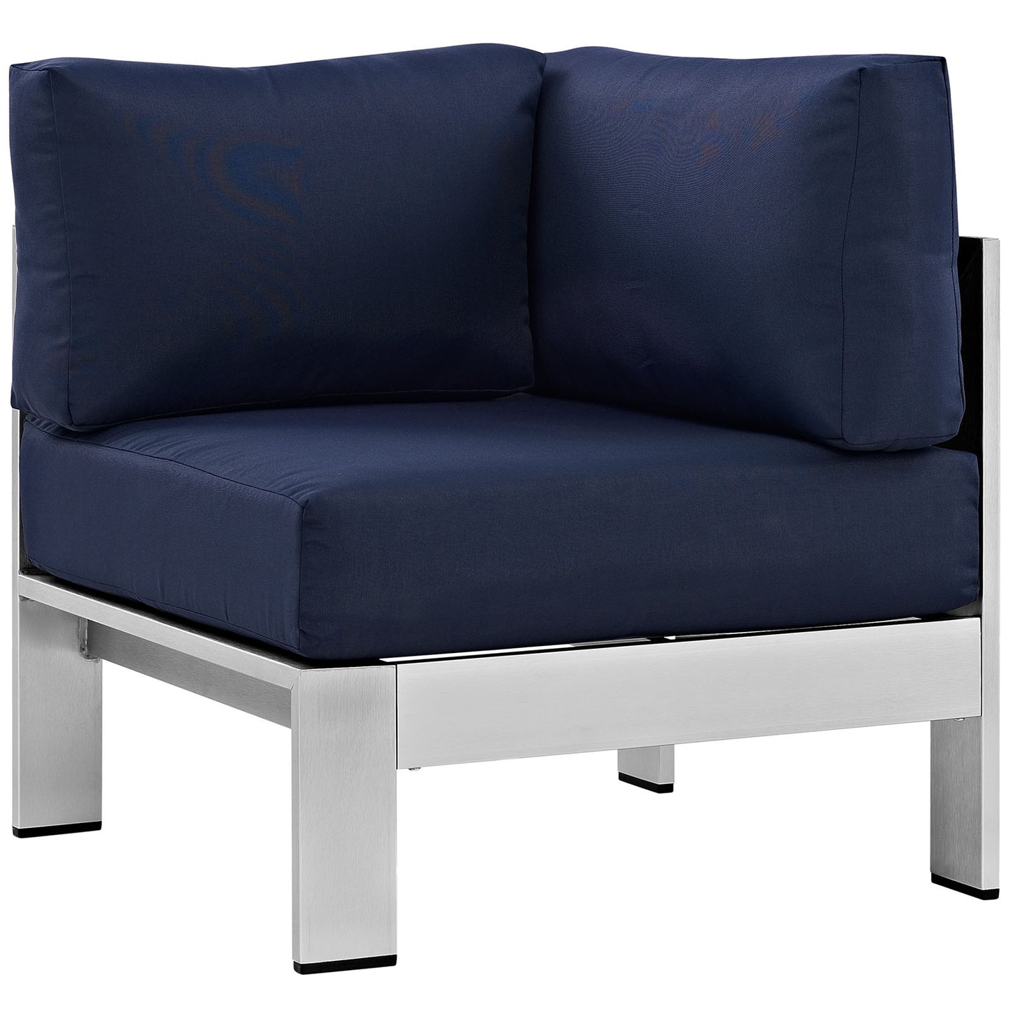 Shore 5 Piece Outdoor Patio Aluminum Sectional Sofa Set Silver Navy
