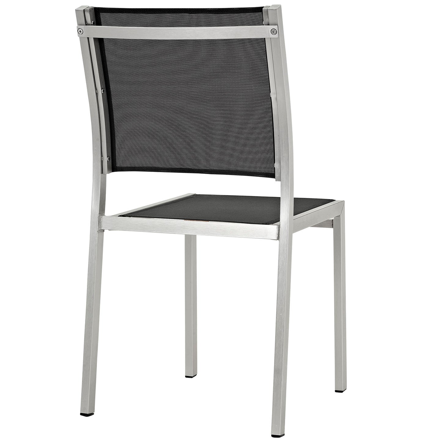 Shore Side Chair Outdoor Patio Aluminum Set of 2 Silver Black EEI-2585-SLV-BLK-SET