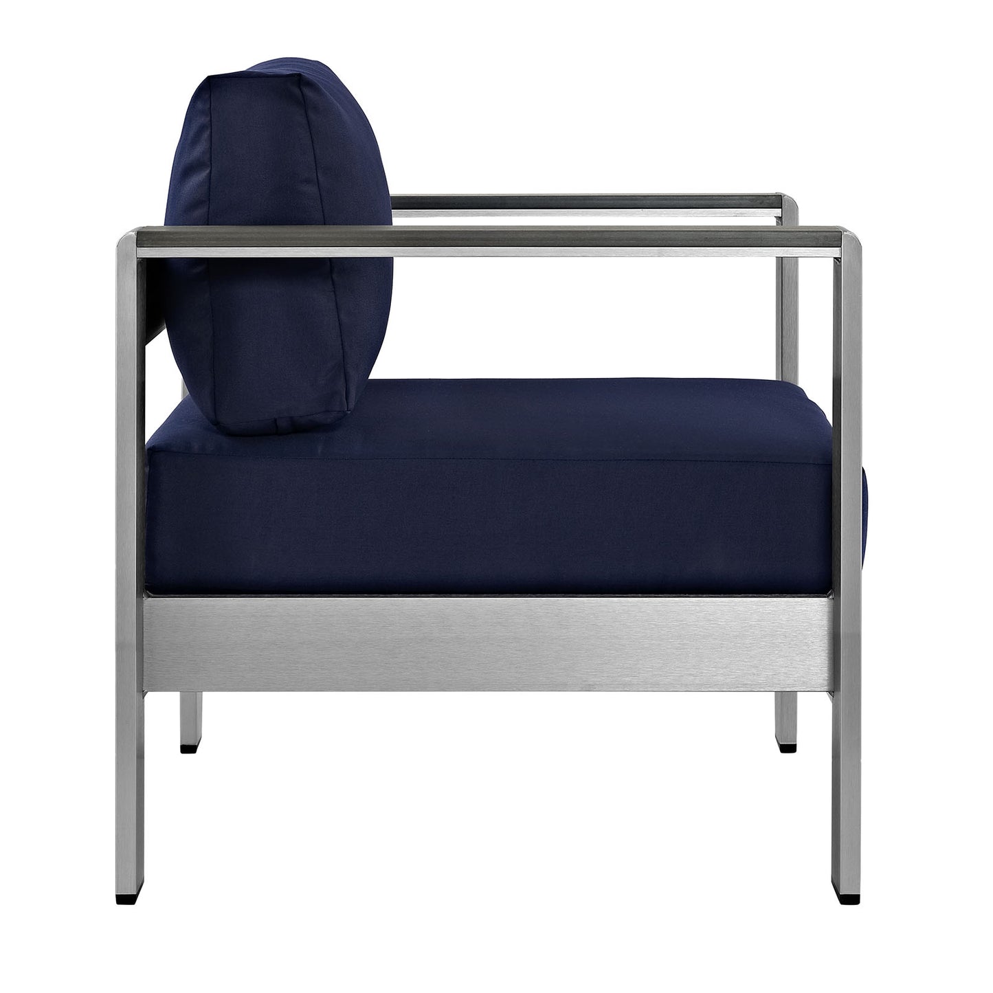 Shore 3 Piece Outdoor Patio Aluminum Set Silver Navy