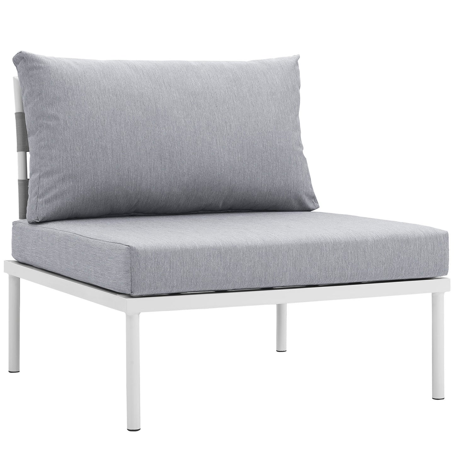 Harmony Armless Outdoor Patio Aluminum Chair White Gray EEI-2600-WHI-GRY