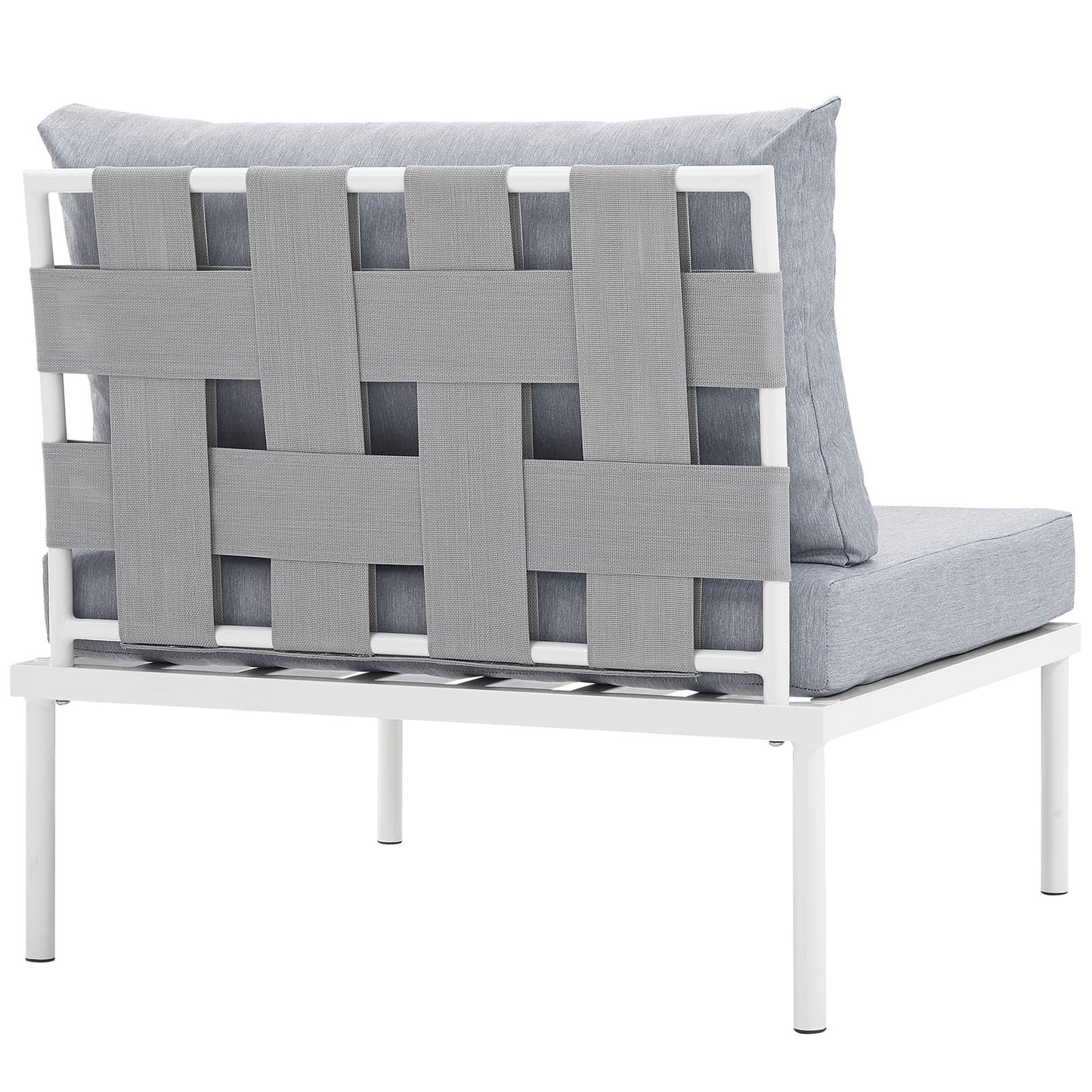 Harmony Armless Outdoor Patio Aluminum Chair White Gray EEI-2600-WHI-GRY