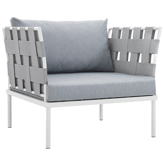 Harmony Outdoor Patio Aluminum Armchair White Gray