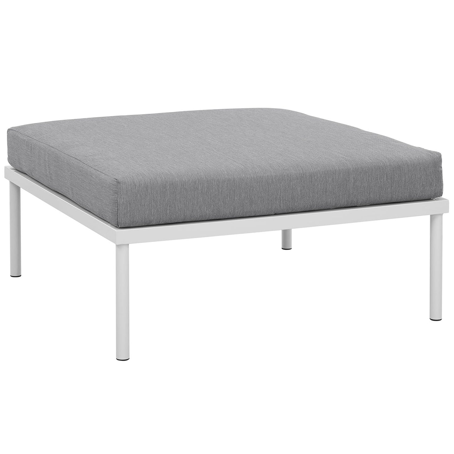Harmony Outdoor Patio Aluminum Ottoman White Gray
