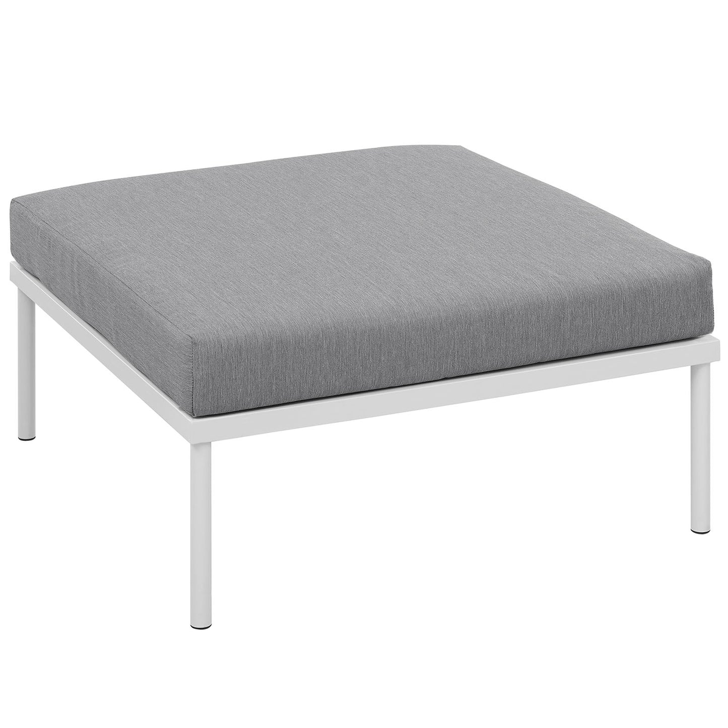 Harmony Outdoor Patio Aluminum Ottoman White Gray