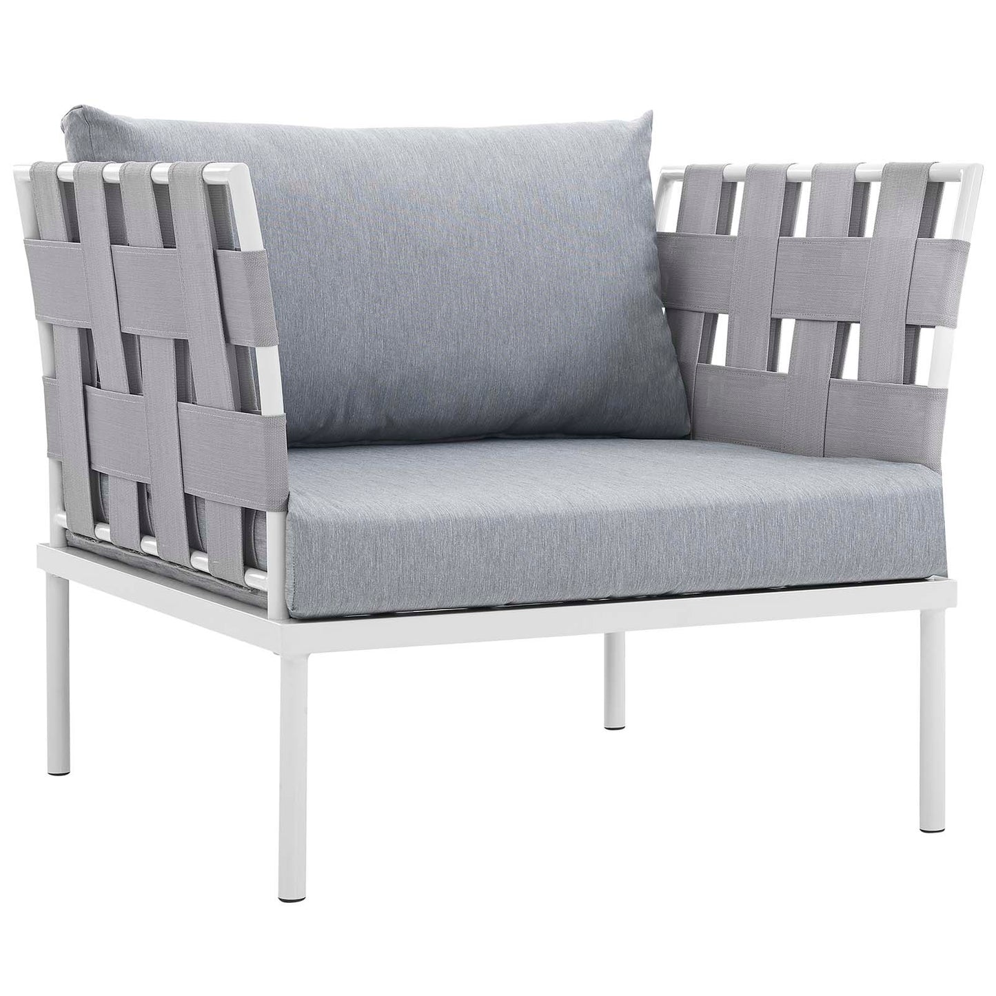 Harmony 3 Piece Outdoor Patio Aluminum Sectional Sofa Set White Gray