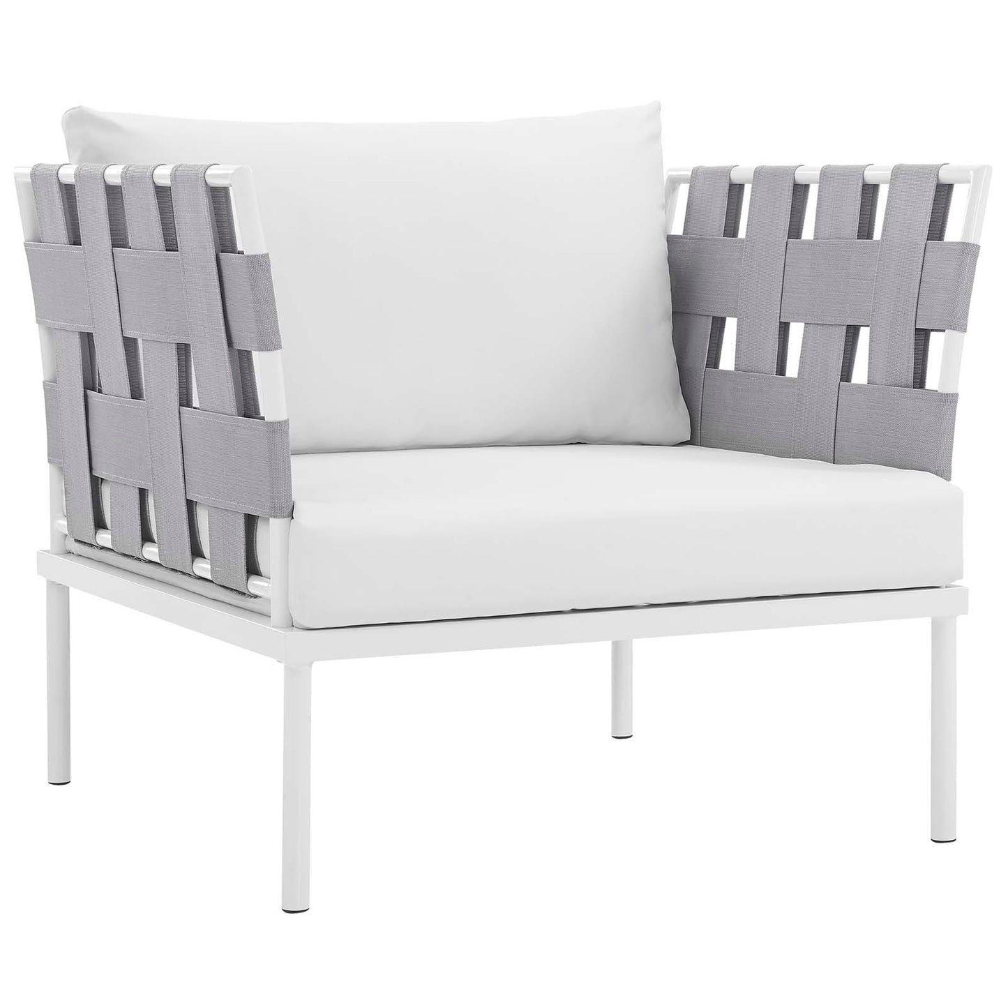 Harmony 6 Piece Outdoor Patio Aluminum Sectional Sofa Set White White EEI-2626-WHI-WHI-SET