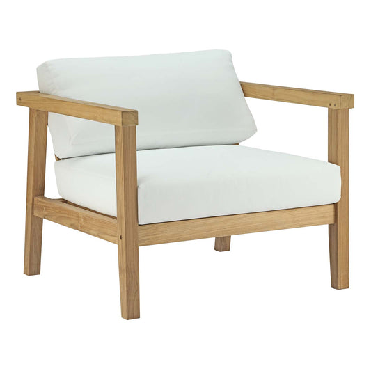 Bayport Outdoor Patio Teak Armchair Natural White