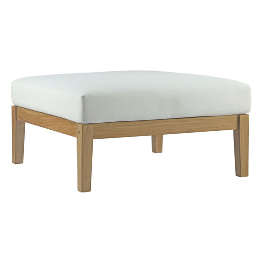 Bayport Outdoor Patio Teak Ottoman Natural White