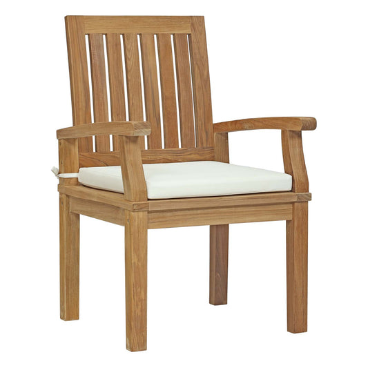 Marina Outdoor Patio Teak Dining Chair Natural White