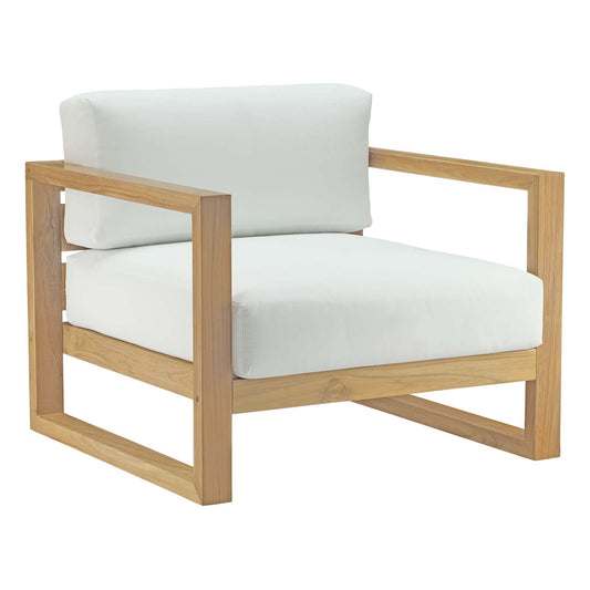 Upland Outdoor Patio Teak Armchair Natural White