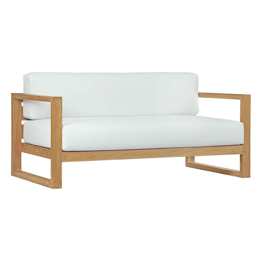Upland Outdoor Patio Teak Sofa Natural White