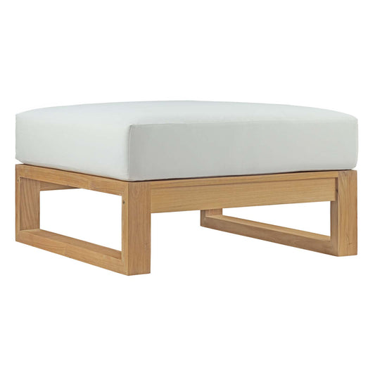 Upland Outdoor Patio Teak Ottoman Natural White