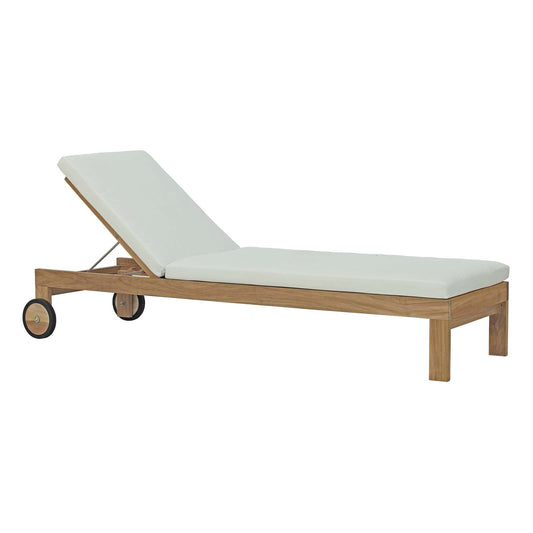 Upland Outdoor Patio Teak Chaise Natural White