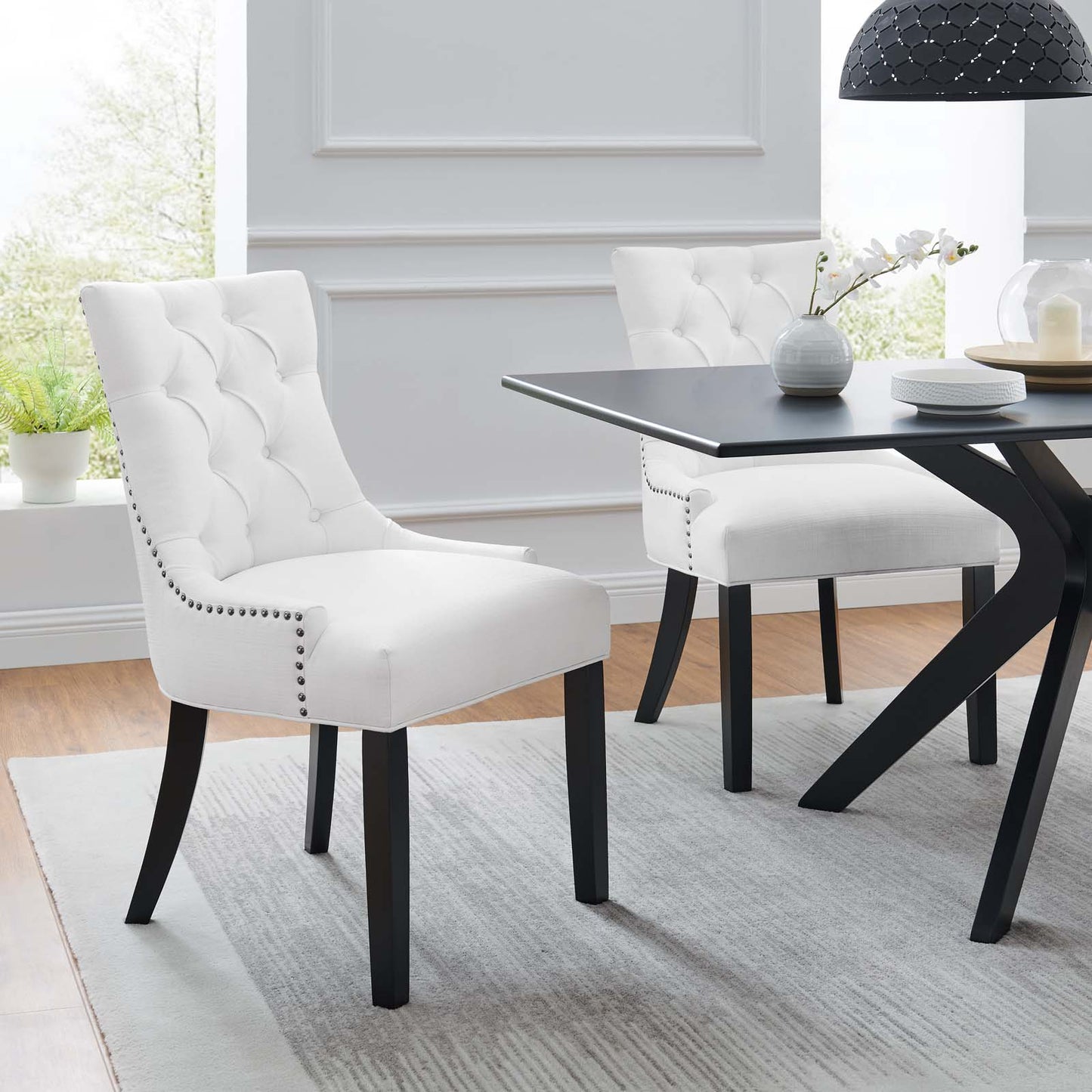 Regent Dining Side Chair Fabric Set of 2 White EEI-2743-WHI-SET