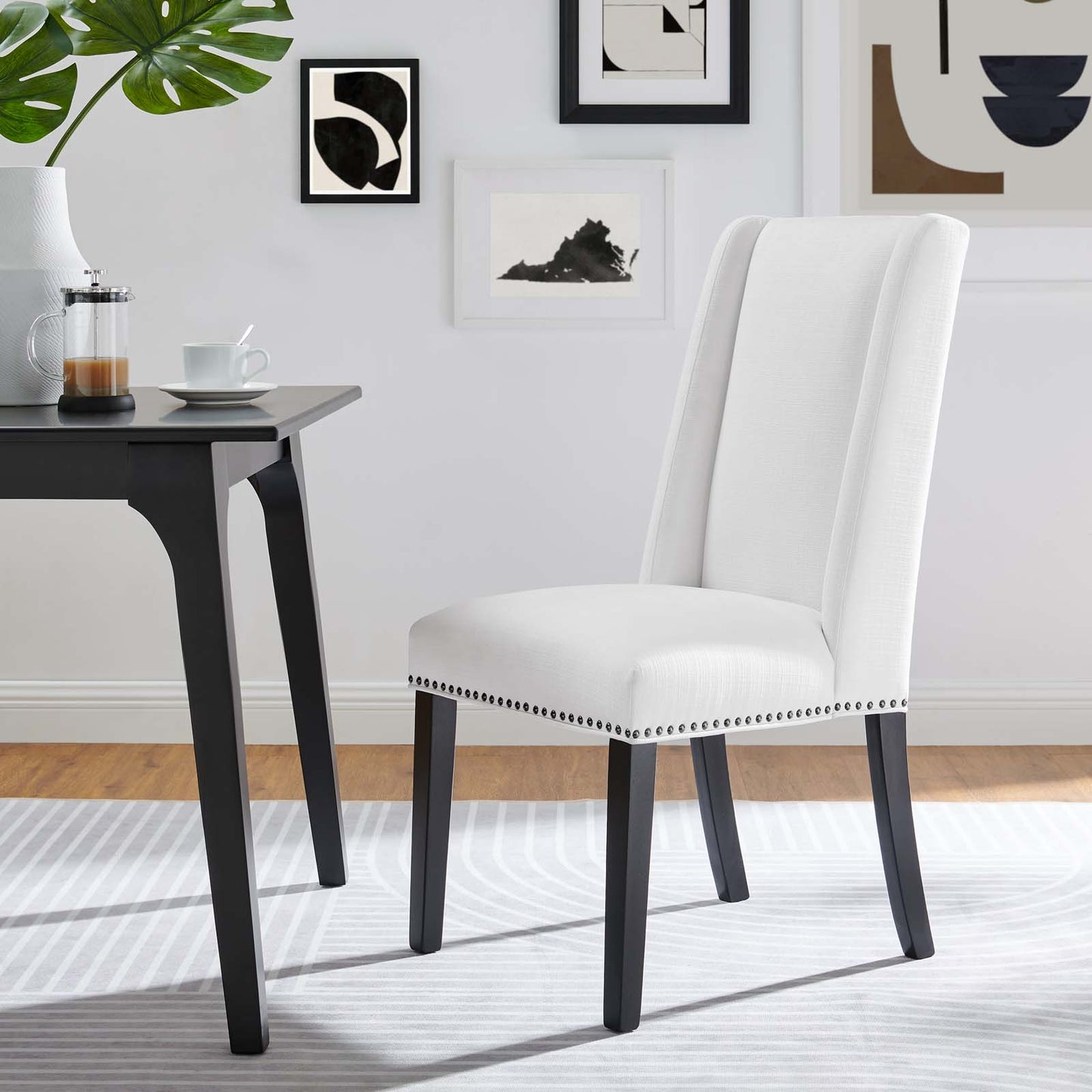 Baron Dining Chair Fabric Set of 2 White EEI-2748-WHI-SET