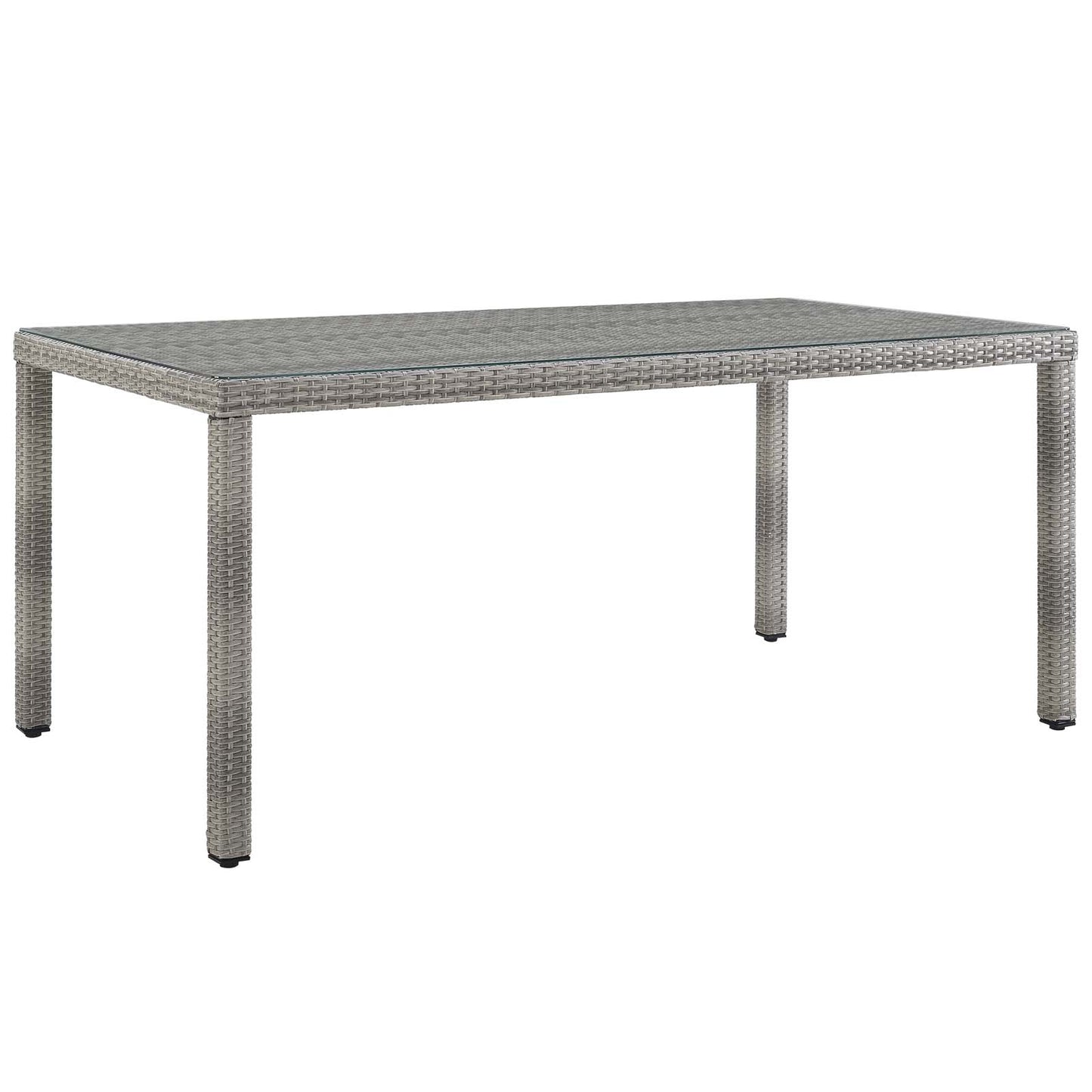 Aura 68" Outdoor Patio Wicker Rattan Dining Table Gray