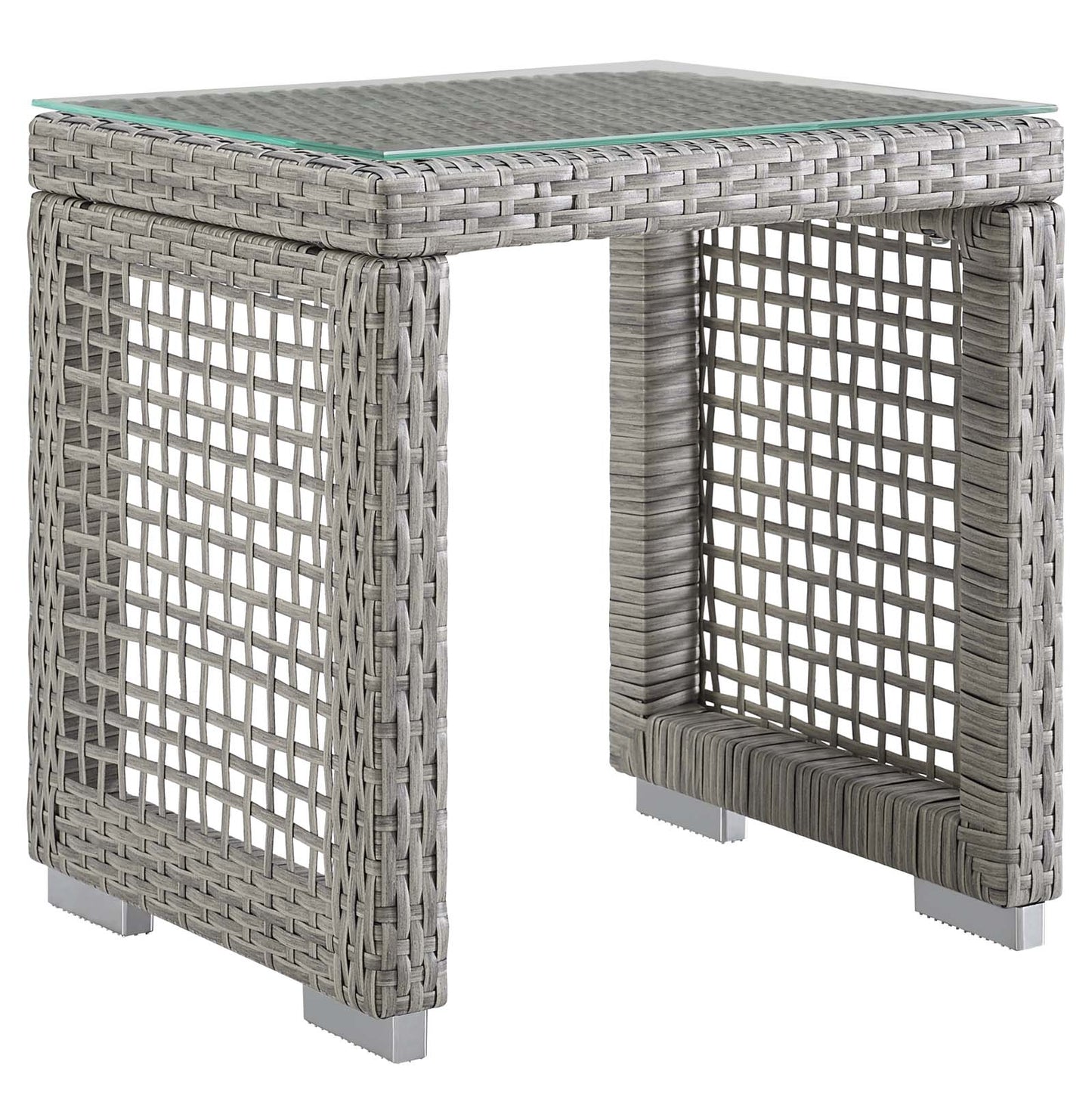 Aura Outdoor Patio Wicker Rattan Side Table Gray