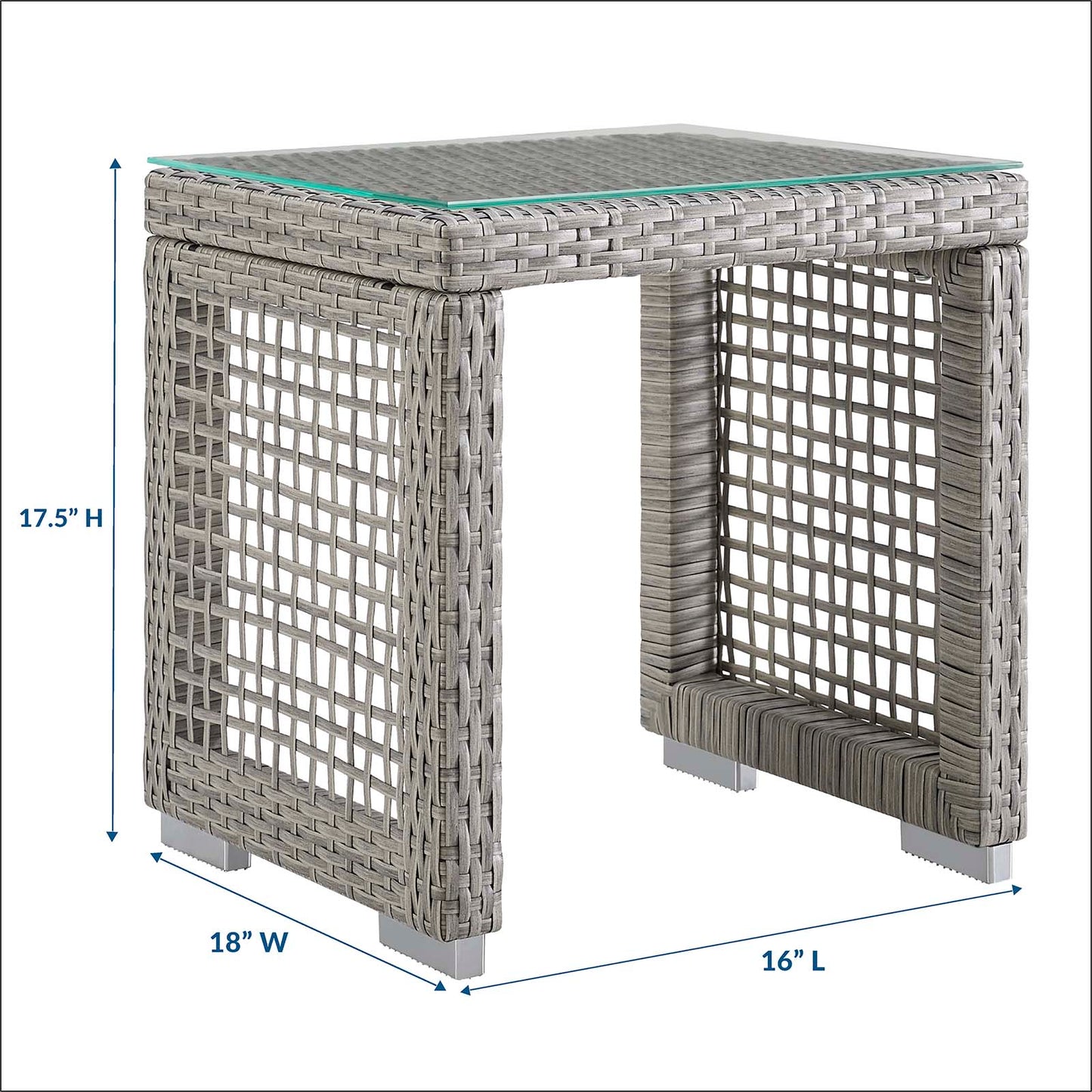 Aura Outdoor Patio Wicker Rattan Side Table Gray