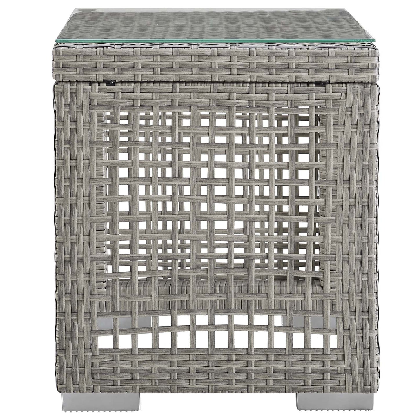 Aura Outdoor Patio Wicker Rattan Side Table Gray