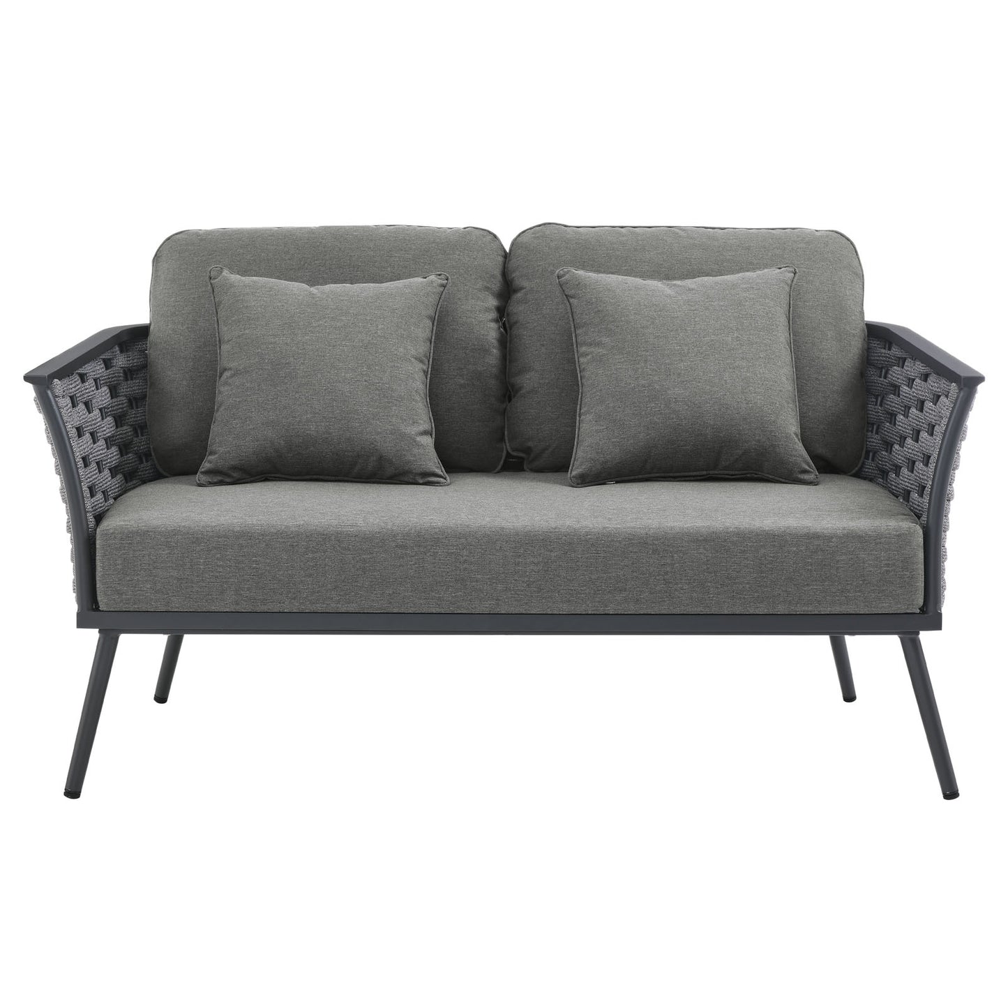 Stance Outdoor Patio Aluminum Loveseat Gray Charcoal EEI-3019-GRY-CHA