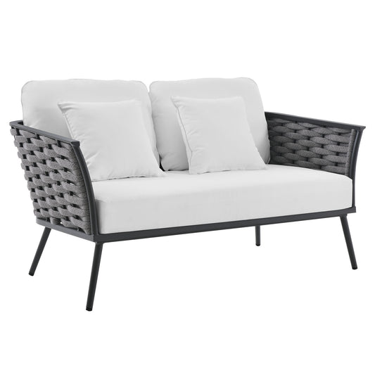 Stance Outdoor Patio Aluminum Loveseat Gray White EEI-3019-GRY-WHI