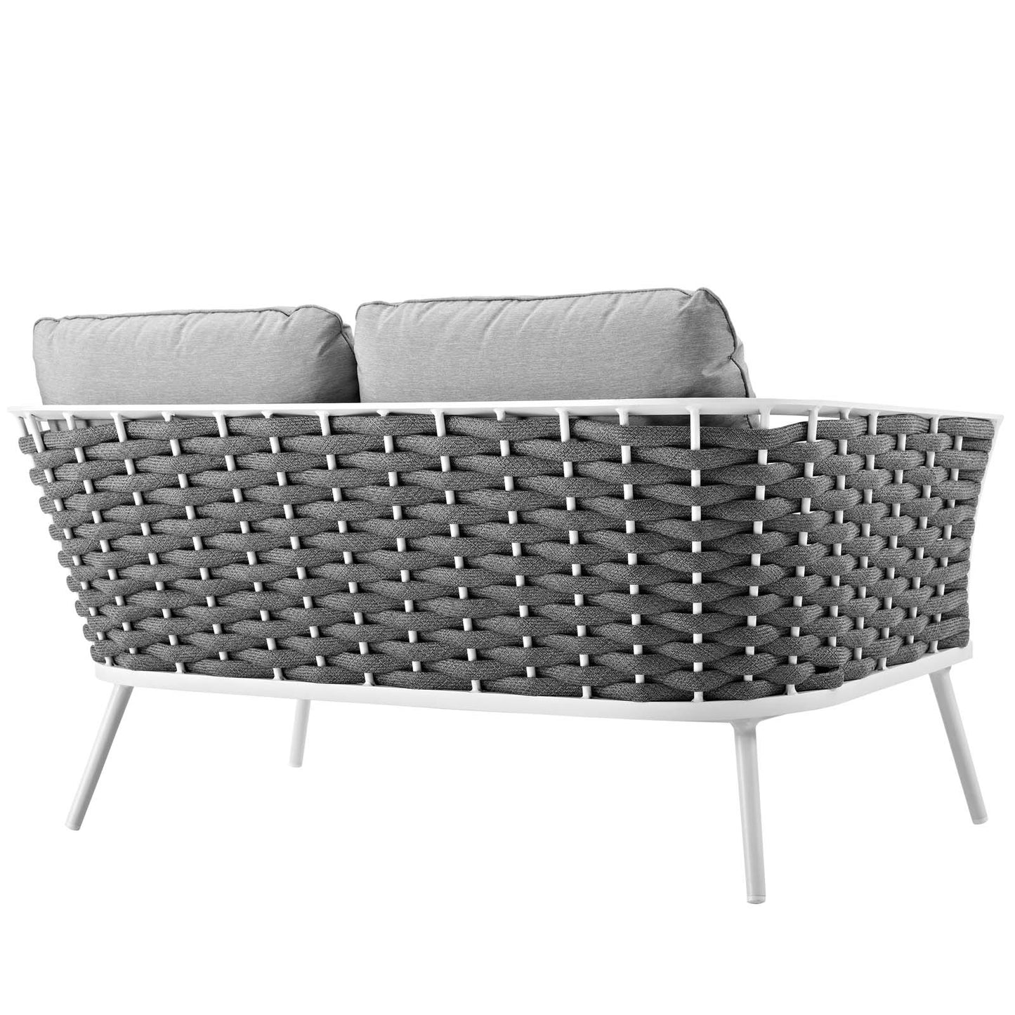 Stance Outdoor Patio Aluminum Loveseat White Gray EEI-3019-WHI-GRY