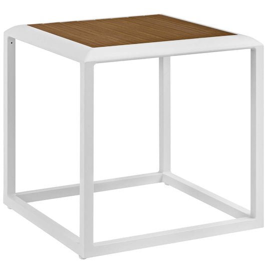 Stance Outdoor Patio Aluminum Side Table White Natural