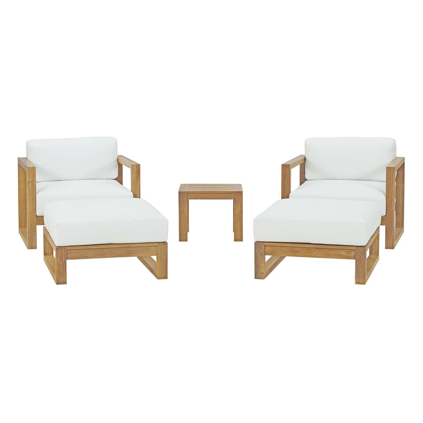Upland 5 Piece Outdoor Patio Teak Set Natural White