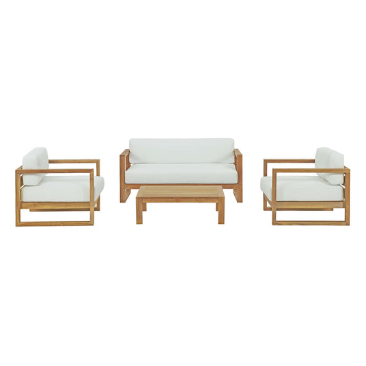 Upland 4 Piece Outdoor Patio Teak Set Natural White