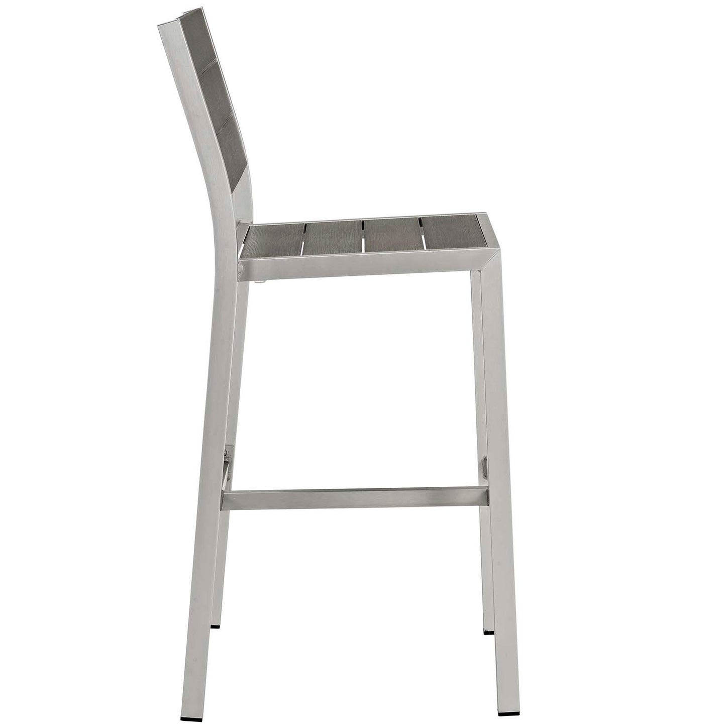 Shore Armless Bar Stool Outdoor Patio Aluminum Set of 2 Silver Gray