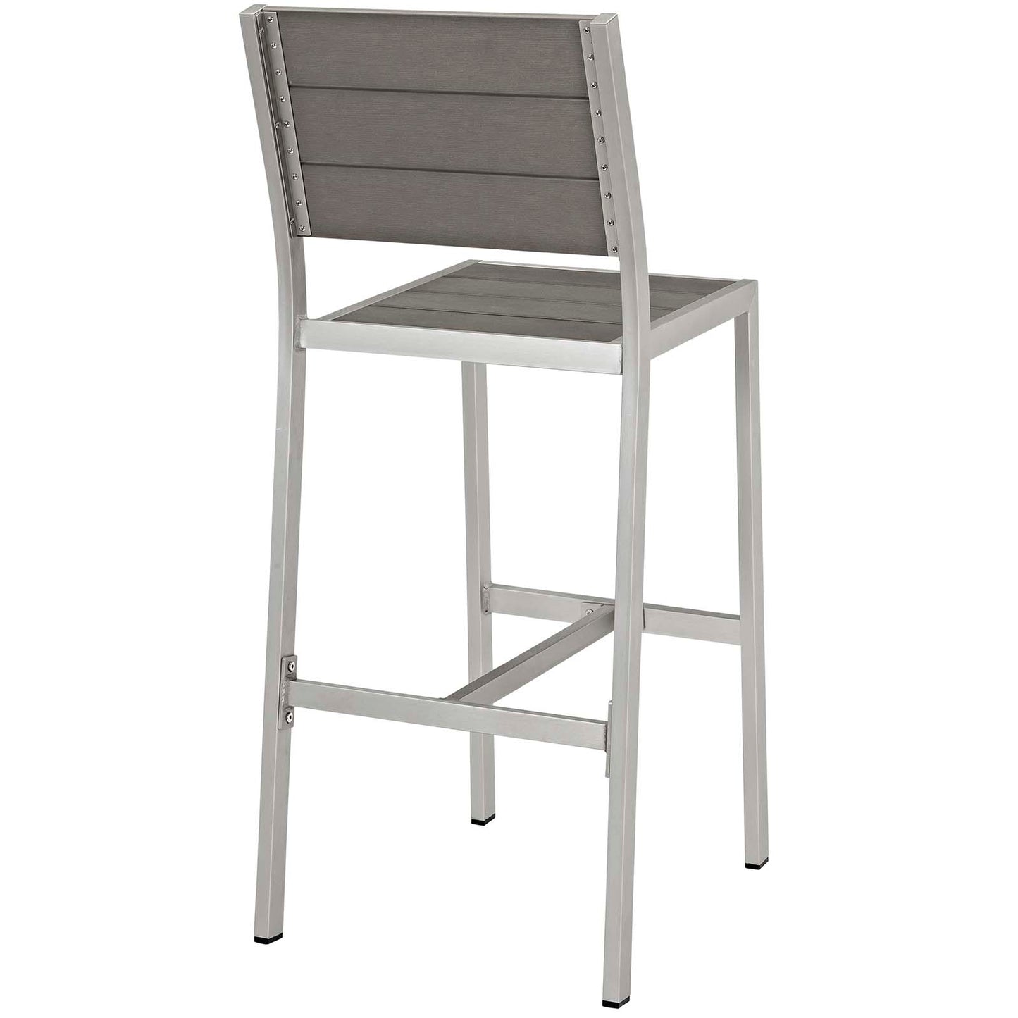 Shore Armless Bar Stool Outdoor Patio Aluminum Set of 2 Silver Gray