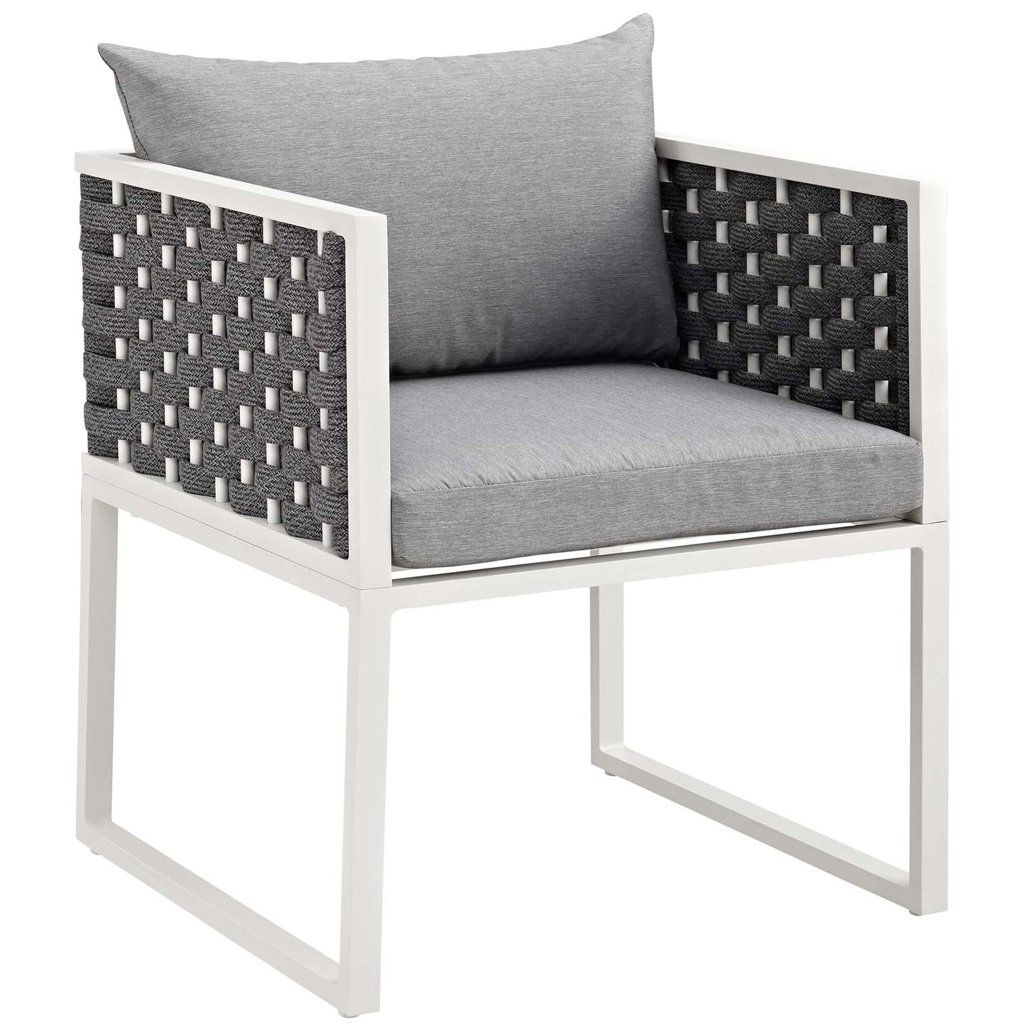 Stance 7 Piece Outdoor Patio Aluminum Dining Set White Gray