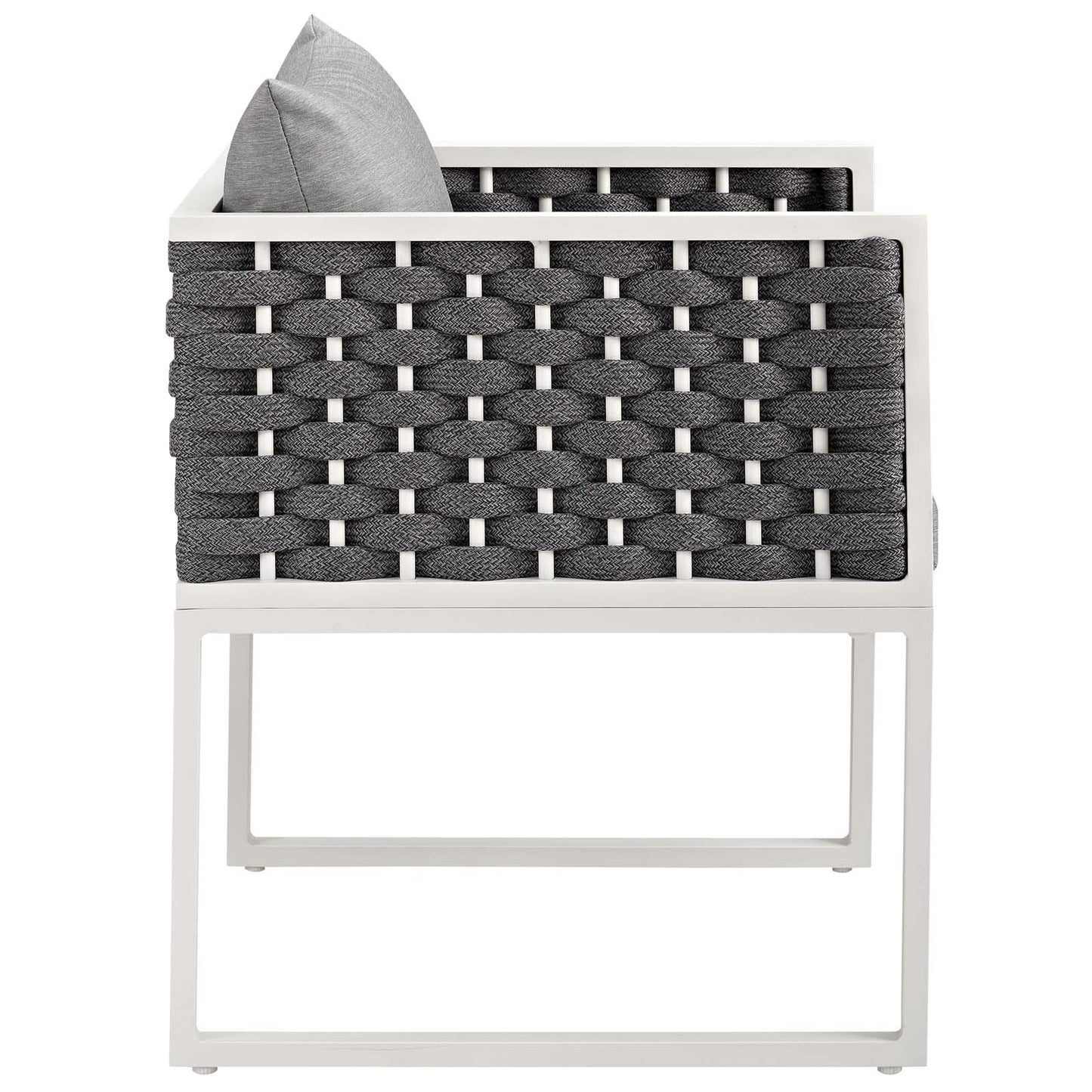 Stance 7 Piece Outdoor Patio Aluminum Dining Set White Gray