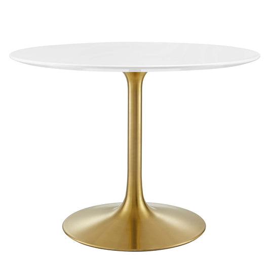 Lippa 40" Round Wood Dining Table Gold White