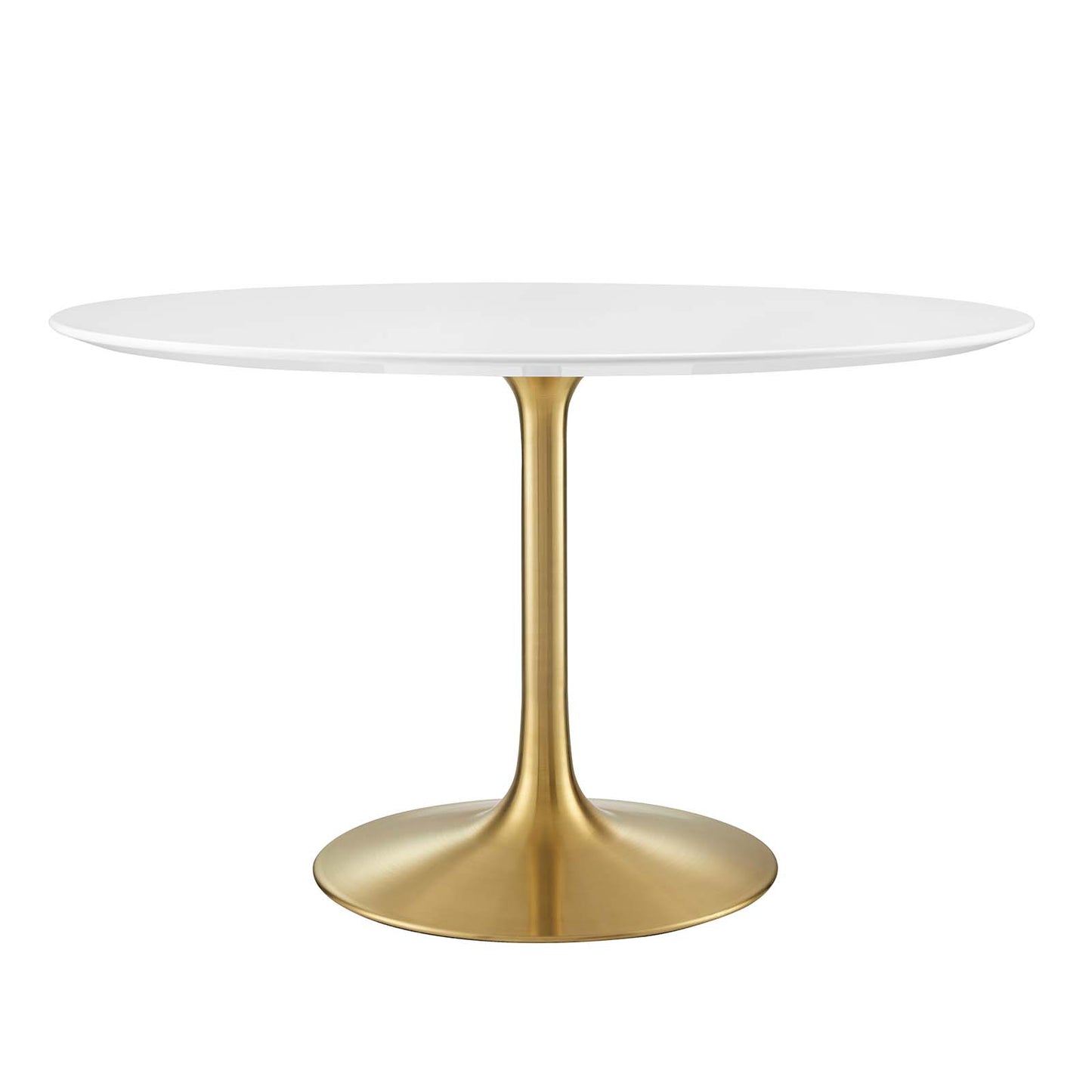 Lippa Round Dining Table with Wood and Marble Top in White