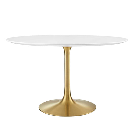 Lippa 47" Round Wood Dining Table Gold White