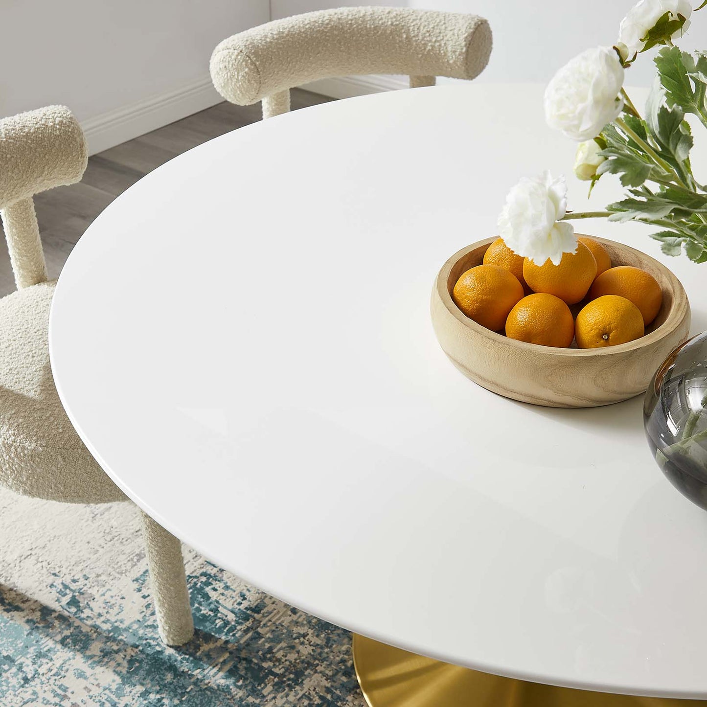Lippa 54" Round Dining Table - Artificial Marble & Wood Options