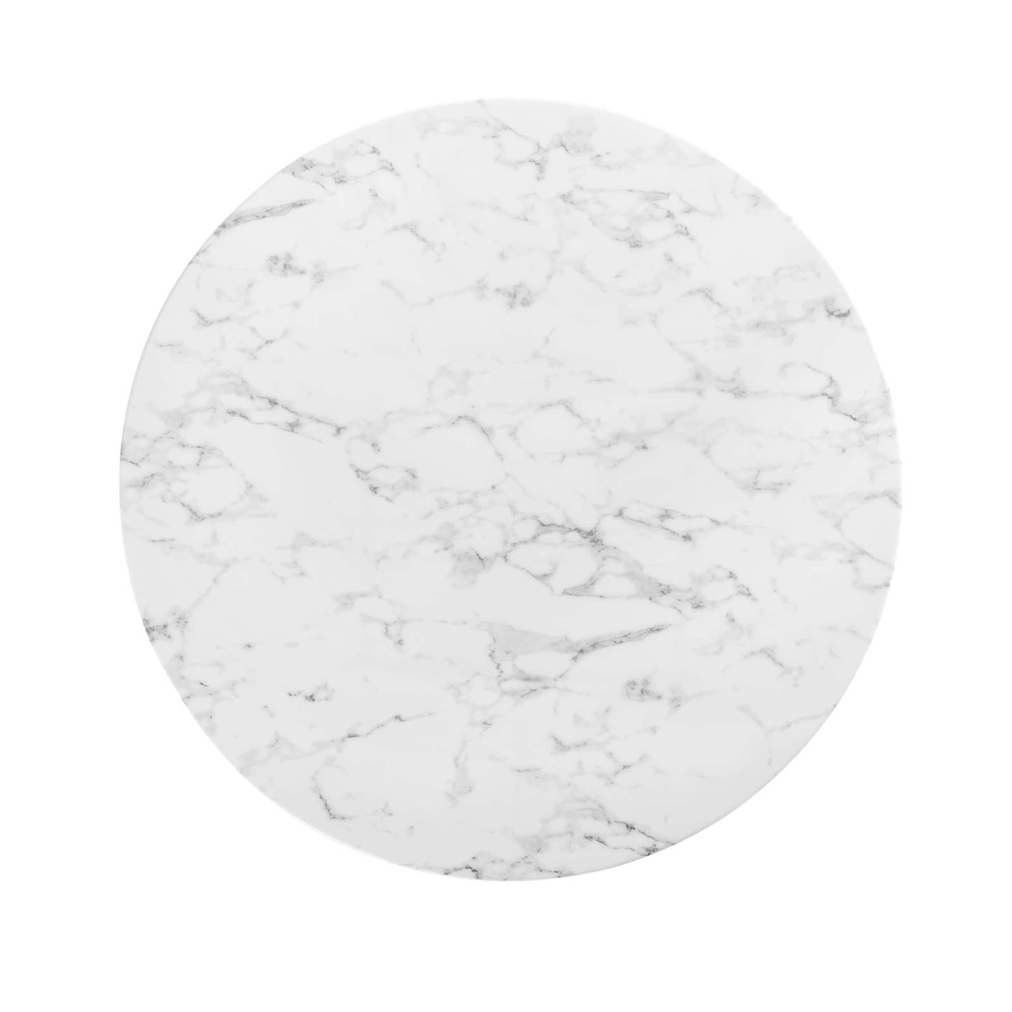 Lippa 48" Round Artificial Marble Dining Table Gold White