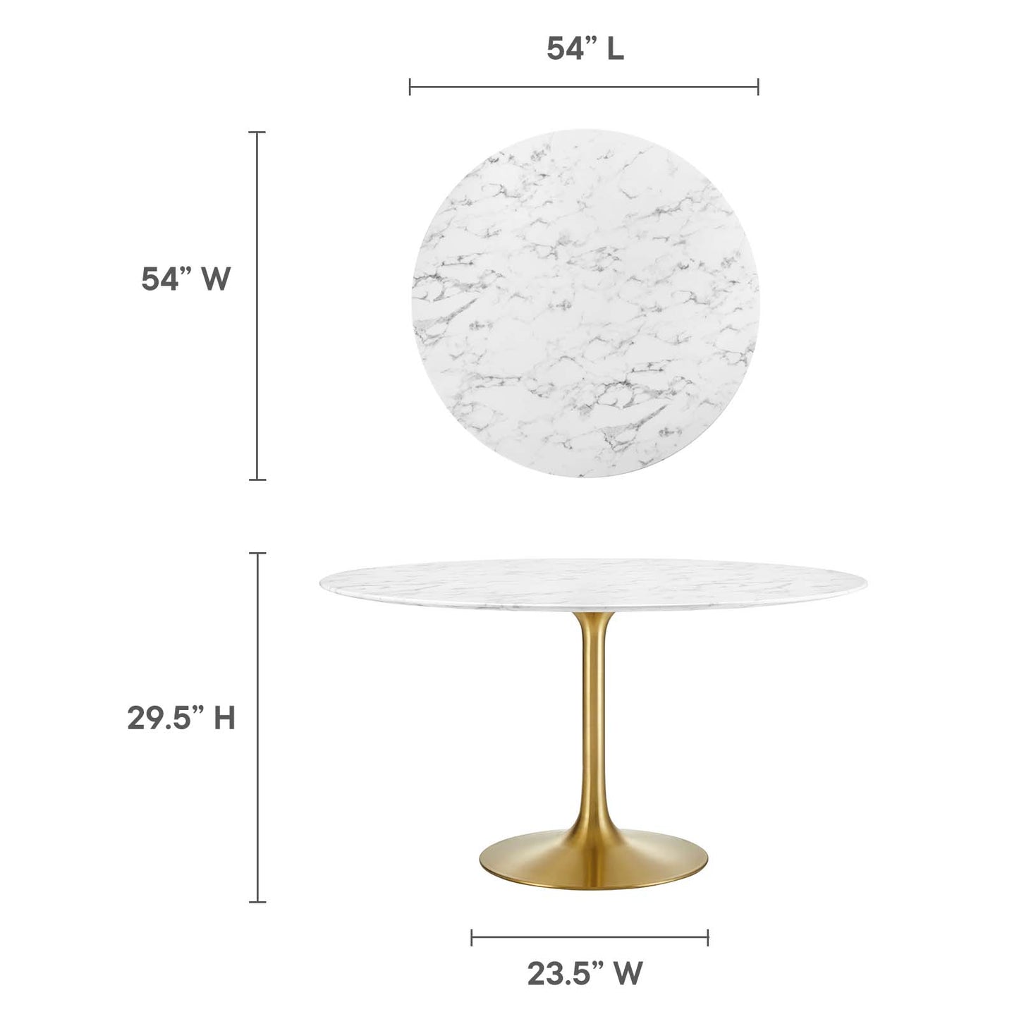 Lippa 54" Round Dining Table - Artificial Marble & Wood Options