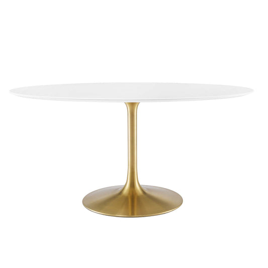 Lippa 60" Oval Wood Dining Table Gold White