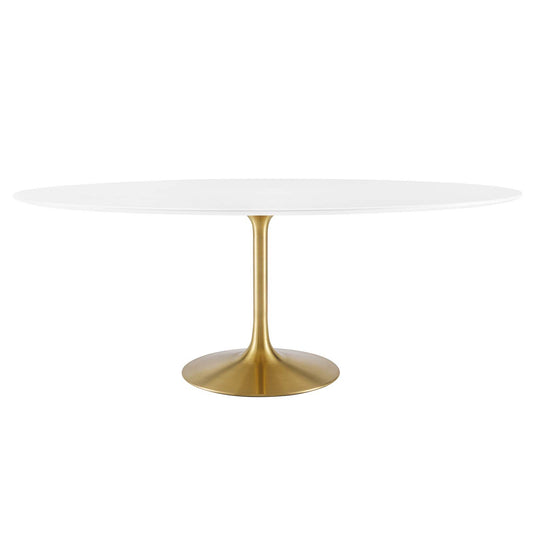 Lippa 78" Oval Wood Dining Table Gold White